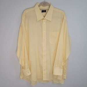 Gitman Bros Mens Yellow Cotton Long Sleeve Button Down Dress Shirt 19-35 USA XXL